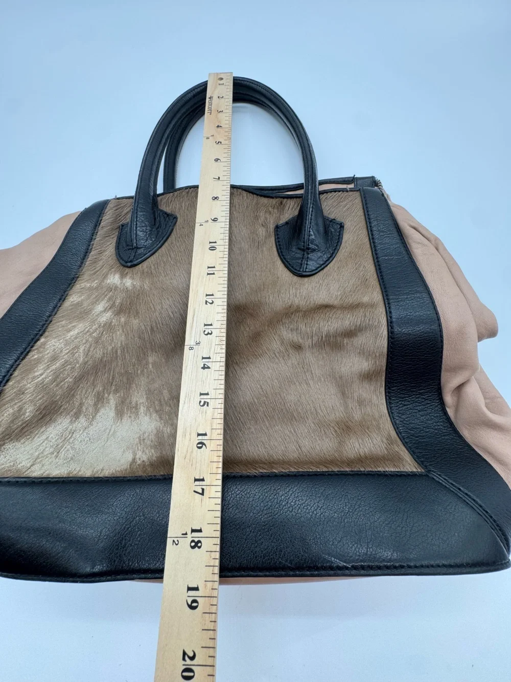 Anthropologie Leather & calf hair  Top-Handle Tote in Brown and Black